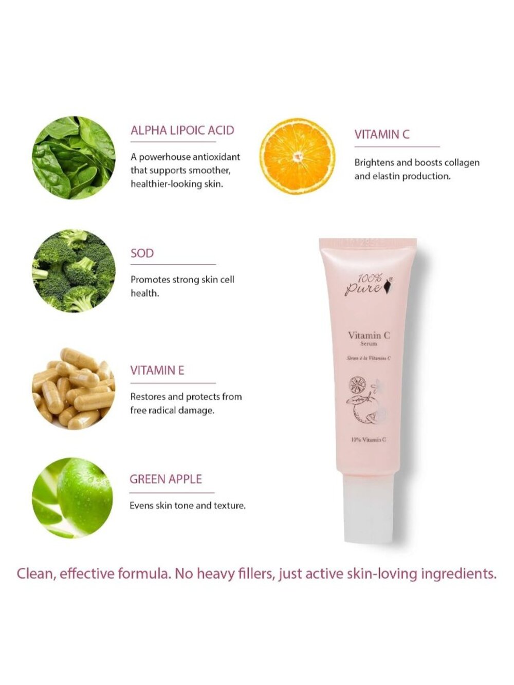 100% PURE Cosmetics Vitamin C Serum Brightening Anti-Aging Face Serum New - Picture 4 of 6